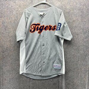 Detroit Tigers Prince Fielder Jersey Men Medium #28 Gray Button Down Majestic